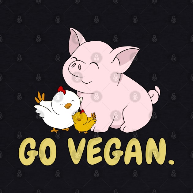 Go Vegan Cute Pig And Chicken 3 by valentinahramov